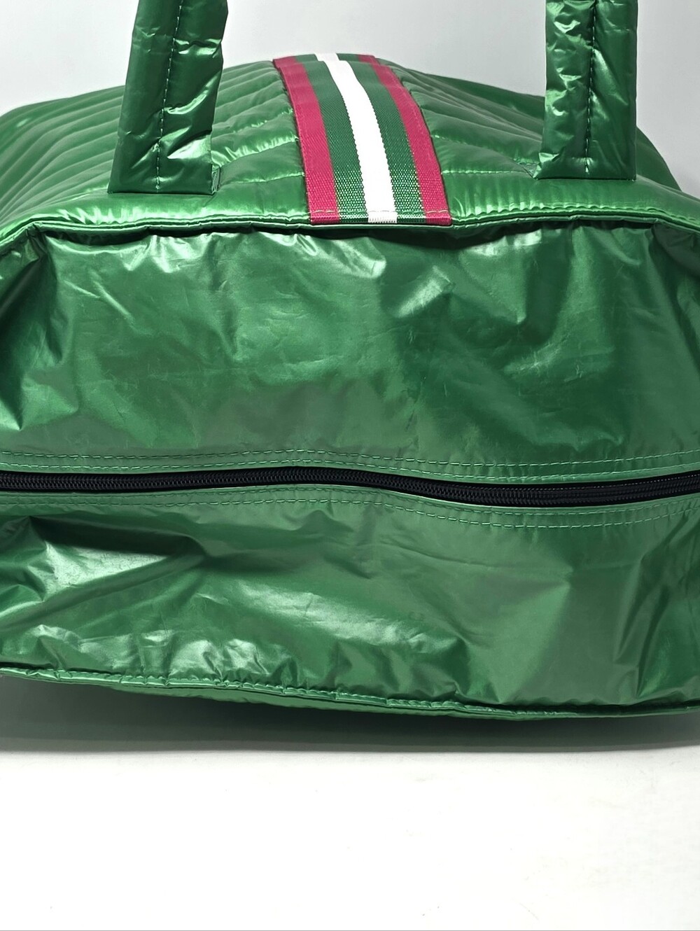 Think Royln Life On The Fly Puffy Tote Bag Large Green Pink, No Shoulder Strap - Picture 2 of 16